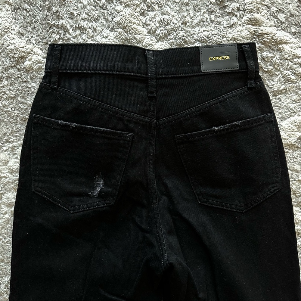 EXPRESS High rise, straight, distressed jeans
